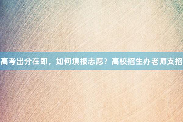 高考出分在即，如何填报志愿？高校招生办老师支招