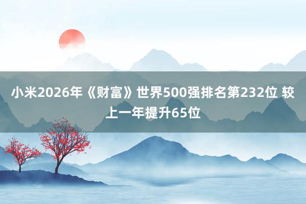 小米2026年《财富》世界500强排名第232位 较上一年提升65位