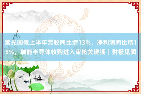 紫光国微上半年营收同比增13%，净利润同比增15%，瑞能半导体收购进入审核关键期｜财报见闻
