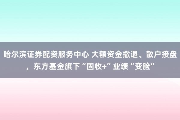 哈尔滨证券配资服务中心 大额资金撤退、散户接盘，东方基金旗下“固收+”业绩“变脸”