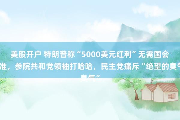 美股开户 特朗普称“5000美元红利”无需国会批准，参院共和党领袖打哈哈，民主党痛斥“绝望的臭气”