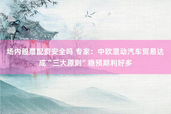 场内股票配资安全吗 专家：中欧混动汽车贸易达成“三大原则”稳预期利好多